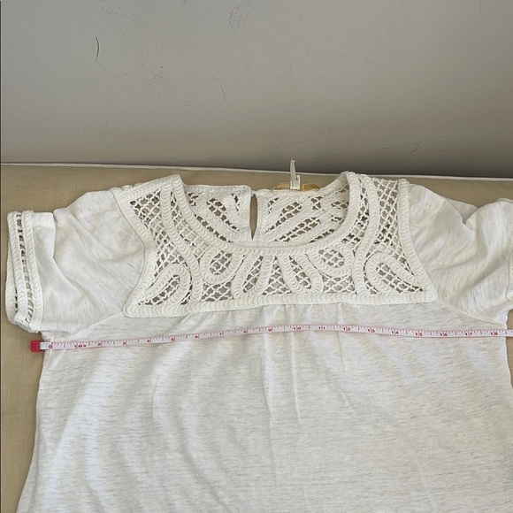 Maje Talence Elegant ivory linen blend crochet Lace Trim Women's Top FR 3 US S - Picture 6 of 7